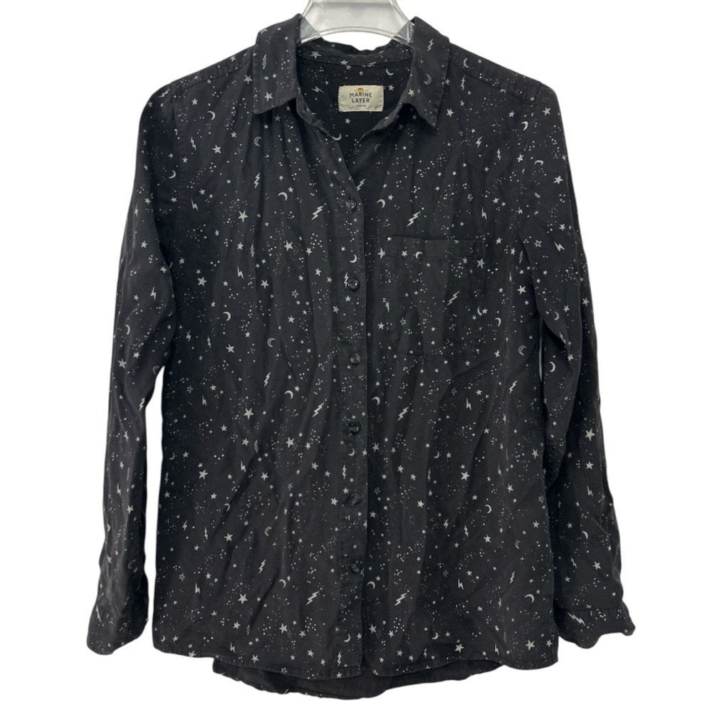 Marine Layer Black Celestial Pattern Men's Shirt